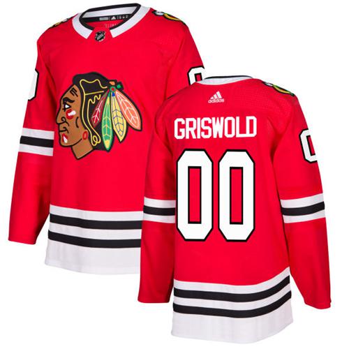 Adidas Blackhawks #00 Clark Griswold Red Home Authentic Stitched NHL Jersey